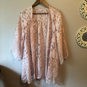 Love, Fire | WORN ONCE Baby Pink Lace Cardigan